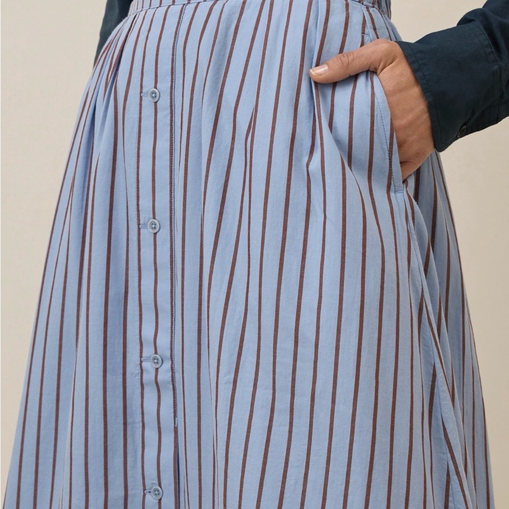Pact Blue and White Striped Midi Skirt - Picture 3 of 8